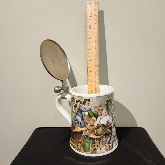 Vintage AK Kaiser Porcelain Beer Stein with Pewter lid - Arm Wrestling - Picture 11 of 15